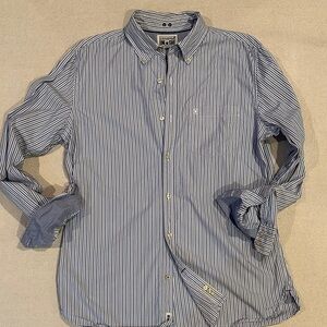 Converse Men's Navy Striped Button Down L
